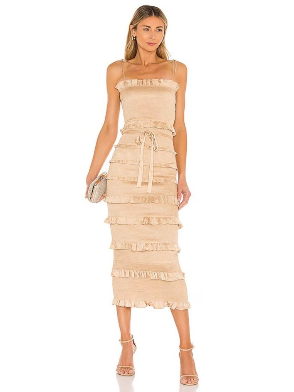 V. Chapman Lily Dress in Warm Sand Beige